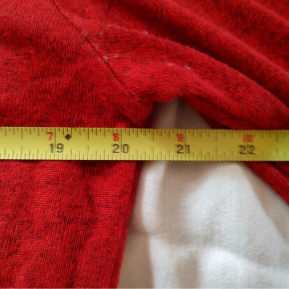 All In One Red Plaid Sweater Tunic Dress Suede Sleeve Patches. Size L - Picture 4 of 5